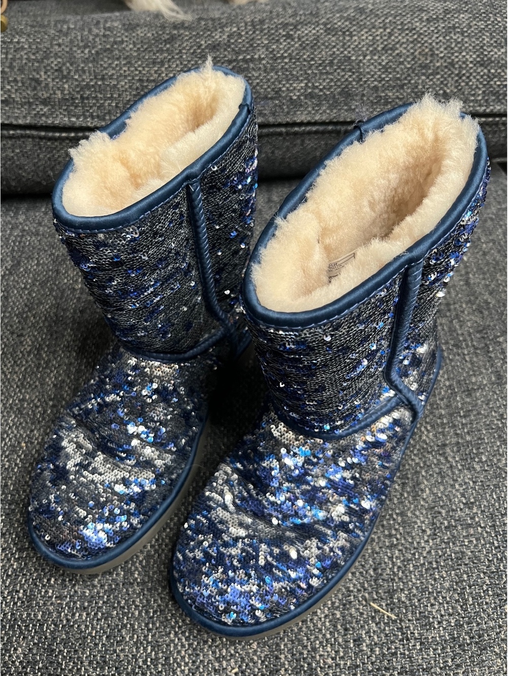 Blue sequined UGG short boots size 8